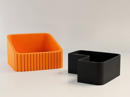 3D Baskı Fıstık Kasesi - Çift Hazneli Kabuk Ayırıcı Sunum Kasesi - Turuncu Siyah
