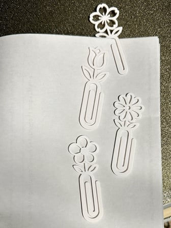 3D Baskı Çiçek Figürlü Ataç ve Kitap Ayracı - 8li Set - Beyaz