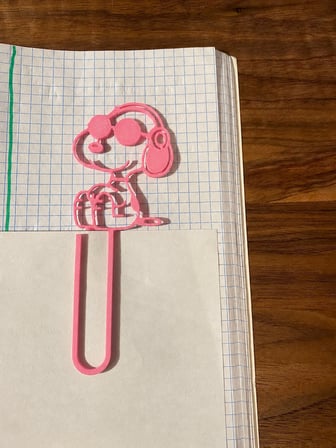 3D Baskı Gözlüklü Sevimli Köpek Figürlü Kitap Ayracı 4lü - - Pembe