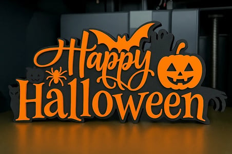 3D Baskı Happy Halloween El Yazısı Masa Süsü Katmanlı Yarasa Balkabağı Örümcek Dekor Turuncu Siyah