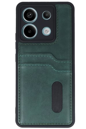Redmi Note 13 Pro 4G Kılıf Sara Kartvizitli Deri Kılıf - Koyu Yeşil