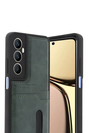 Realme C65 Sara Kartvizitli Deri Kılıf - Yeşil