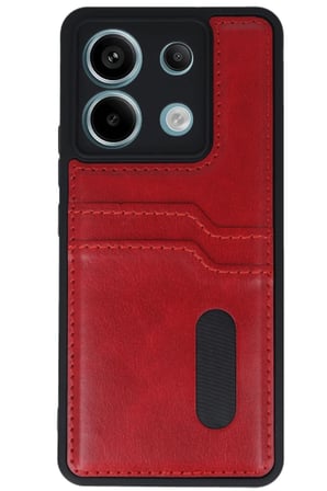 Redmi Note 13 Pro 4G Kılıf Sara Kartvizitli Deri Kılıf - Kırmızı