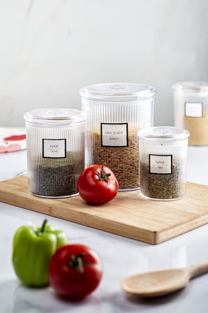 18'li Barok Yuvarlak 3 Boy Kavanoz Seti & Saklama Kabı & Erzak Kabı (6*2000 ML, 6*1000 ML,6*500 ML)
