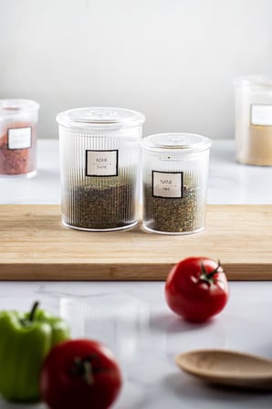 18'li Barok Yuvarlak 3 Boy Kavanoz Seti & Saklama Kabı & Erzak Kabı (6*2000 ML, 6*1000 ML,6*500 ML)