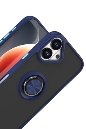 iPhone 17 Montreal Yüzüklü Silikon Kapak - Lacivert