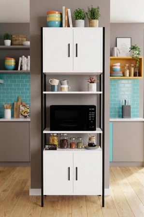 Fırın Dolabı Metal Ayaklı Beyaz 64 cm