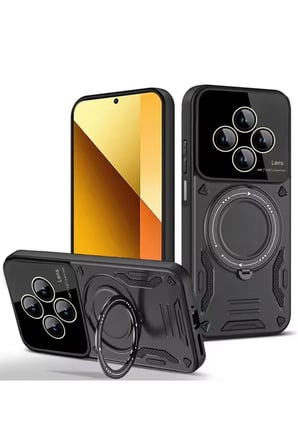Redmi 14C Kılıf Joy Lens Standlı Kapak - Siyah