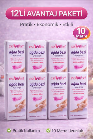 Essweet Ağda Bezi 10 Metre Dilim Profesyonel Epilasyon Bezi Çift Taraflı Kullanım Yırtılmaz Dayanıkl