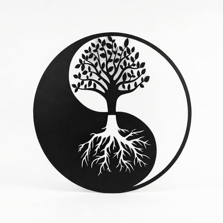 Yin Yang Hayat Ağacı Duvar Tablosu MDF Lazer Kesim Modern Spiritüel Duvar Süsü