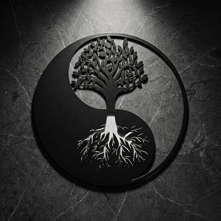 Yin Yang Hayat Ağacı Duvar Tablosu MDF Lazer Kesim Modern Spiritüel Duvar Süsü