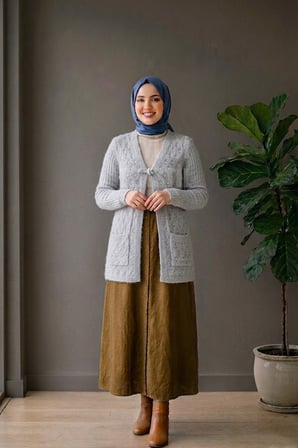 Yumoş Ponpon Bağlamalı Yelek - Gri