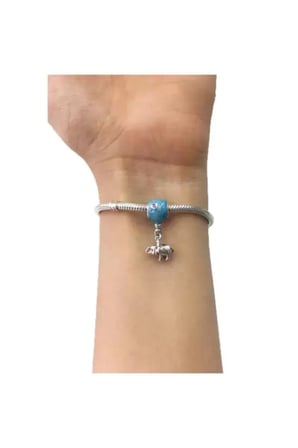 Fil ve Mavi Balon Pandora Bilek için Gümüş Charm Mavi