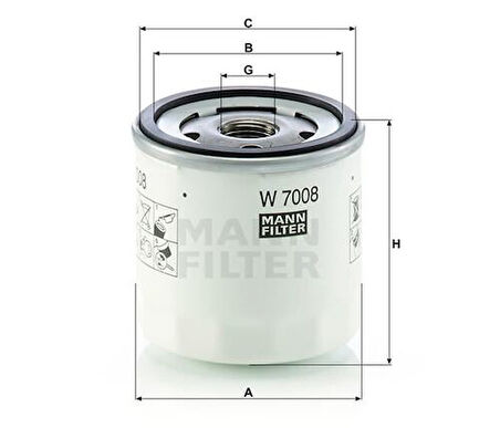 Mann W7008 Yağ Filtresi Fıesta Fusıon 1.25 1.4 01 > Focus Cma 03 07 Focus 1.4 1.6 Mondeo Kuga S Ma1.6 Eco 07 > Saab 9 5 2.0 2.3 Volvo C30 S40 S80 V40 V50 V60 V69