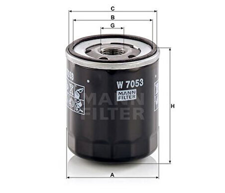 Mann W7053 Yağ Filtresi Opel Corsa F 1.2 Berlıngo C4 C5 Partner Jumpy Ducato P206 P306 P307 P407 1.4 1.6 1.8 1.9D 2.0 C-Elysee-301 1.2 Euro5