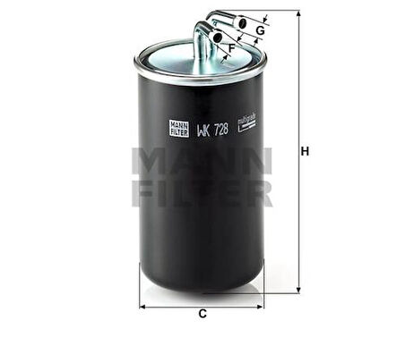 MANN WK728 Yakıt Filtresi Mitsubishi Outlander II 2.0 DI-D 140Hp 03 07 1770A024