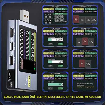 Anunnaki FNB58 Ampermetre Akım ve Voltmetre USB Test Cihazı