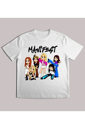 Kız Erkek Çocuk Manifest Cartoon Baskılı %100 Organik Pamuk Tshirt