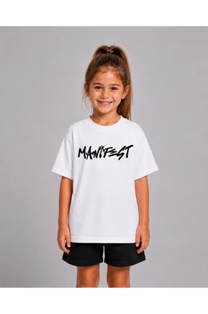 Kız Erkek Çocuk Manifest Yazı Baskılı %100 Organik Pamuk Tshirt