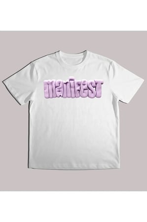 Kız Erkek Çocuk Manifest Mor Logo Baskılı %100 Organik Pamuk Tshirt
