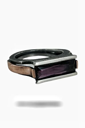 El Üretim Özel Tasarım Baget Ametist 925 Gümüş Yüzük