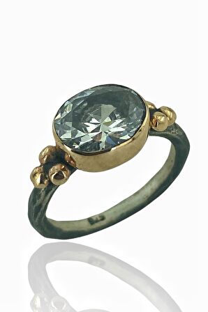 Oval Zirkon Taş El Üretimi 925 Gümüş Yüzük
