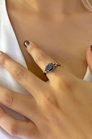 Oval Mistik Topaz Taşlı El Üretimi 925 Gümüş Yüzük