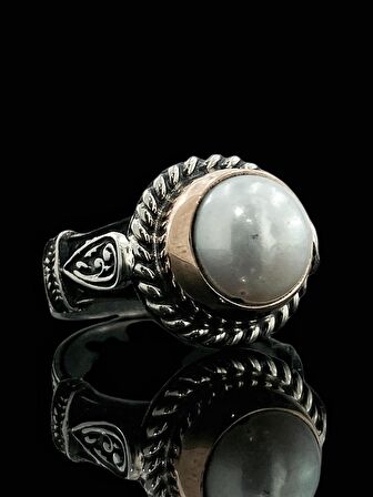 Otantik İnci Taşlı El Üretimi 925 Gümüş Yüzük