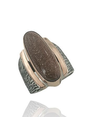 El Üretimi Doğal Yıldız Taş Mekik Kesim 925 Gümüş Yüzük