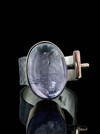 Doğal Ametist Taş Özel Tasarım Otantik 925 Gümüş Yüzük