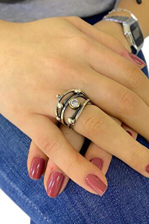 El Üretimi Tel Sarma Zirkon Taş 925 Gümüş Yüzük