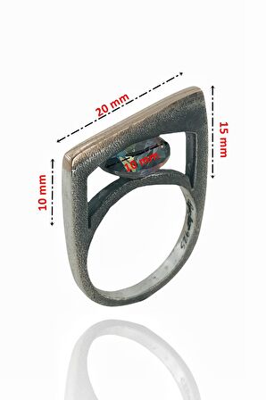 Mistik Topaz Taş El Üretimi Özel Tasarım 925 Gümüş Yüzük