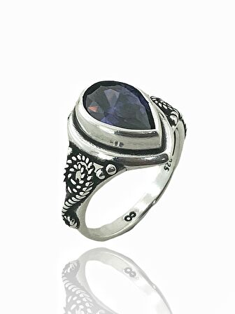 925 Ayar Ametist Taşlı Otantik Üst Kalite Gümüş Yüzük