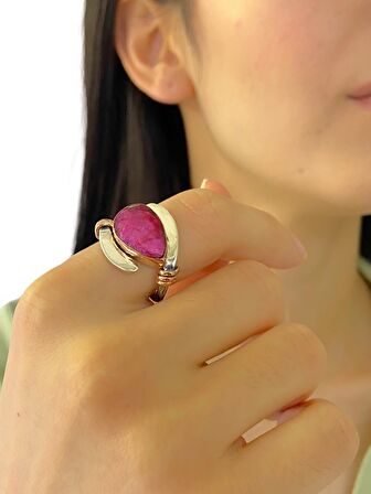 925 Gümüş Doğal Yakut Taş Otantik El Üretimi