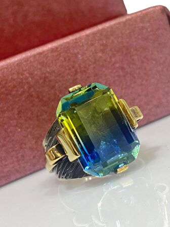 El Üretim Doğal Alexandrite Taş Otantik 925 Ayar Gümüş Yüzük