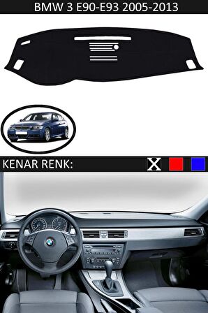 BMW 3 E90-E93 SERİSİ 2005-2013 MODEL İÇİN UYGUN TORPİDO KORUMA HALISI SİYAH RENK SİYAH KENAR