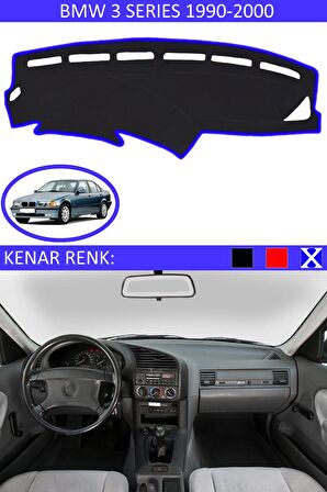 BMW 3 SERİSİ 1990-2000 MODEL İÇİN UYGUN TORPİDO KORUMA HALISI SİYAH RENK MAVİ KENAR