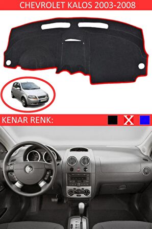 CHEVROLET KALOS 2003-2008 MODEL İÇİN UYGUN TORPİDO KORUMA HALISI SİYAH RENK KIRMIZI KENAR