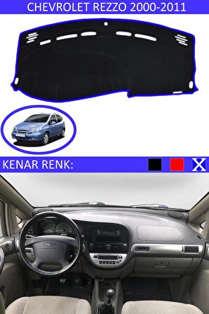 CHEVROLET REZZO 2000-2011 MODEL İÇİN TORPİDO KORUMA HALISI SİYAH RENK MAVİ KENAR