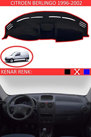 CITROEN BERLINGO 1996-2002 MODEL İÇİN TORPİDO KORUMA HALISI SİYAH RENK KIRMIZI KENAR