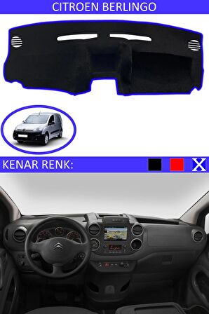 CITROEN BERLINGO İÇİN TORPİDO KORUMA HALISI SİYAH RENK MAVİ KENAR