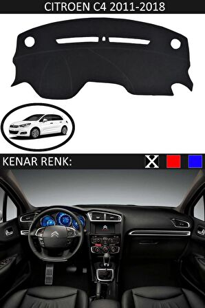 CITROEN C4 2011-2018 MODEL İÇİN TORPİDO KORUMA HALISI SİYAH RENK SİYAH KENAR