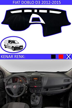 FİAT DOBLO D3 2012-2015 MODEL İÇİN TORPİDO KORUMA HALISI SİYAH RENK MAVİ KENAR