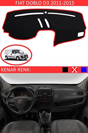 FİAT DOBLO D3 2011-2015 MODEL İÇİN TORPİDO KORUMA HALISI SİYAH RENK KIRMIZI KENAR
