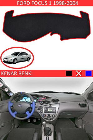 FORD FOCUS 1998-2004 MODEL İÇİN TORPİDO KORUMA HALISI SİYAH RENK KIRMIZI KENAR