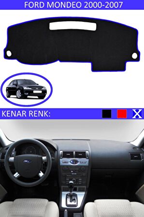 FORD MONDEO 2000-2007 MODEL İÇİN TORPİDO KORUMA HALISI SİYAH RENK MAVİ KENAR
