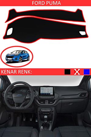 FORD PUMA İÇİN TORPİDO KORUMA HALISI SİYAH RENK KIRMIZI KENAR