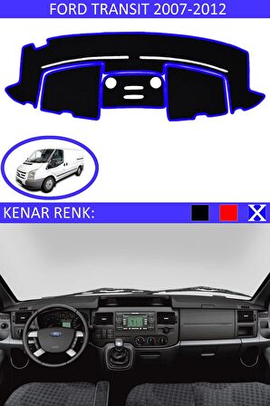 FORD TRANSIT 2007-2012 MODEL İÇİN TORPİDO KORUMA HALISI SİYAH RENK MAVİ KENAR