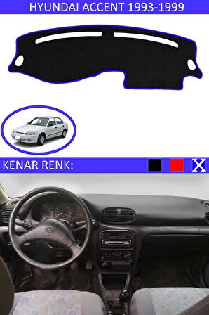HYUNDAİ ACCENT 1993-1999 MODEL İÇİN TORPİDO KORUMA HALISI SİYAH RENK MAVİ KENAR