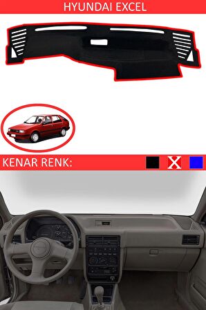 HYUNDAİ EXCEL İÇİN TORPİDO KORUMA HALISI SİYAH RENK KIRMIZI KENAR